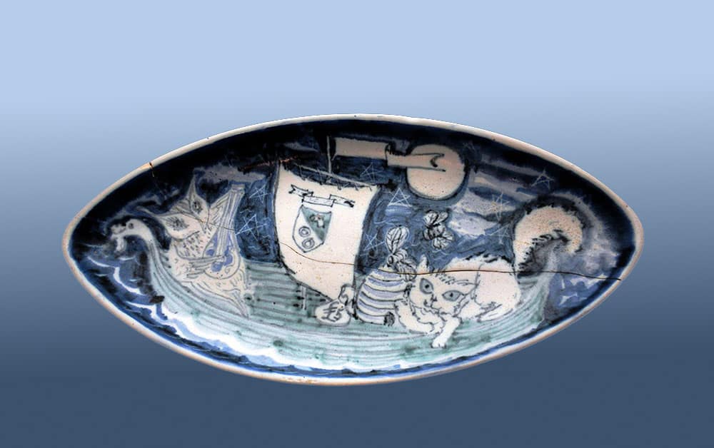 The Owl and the Pussy Cat- Ceramic Decorative artwork by Brenda Andersen in the 1950s