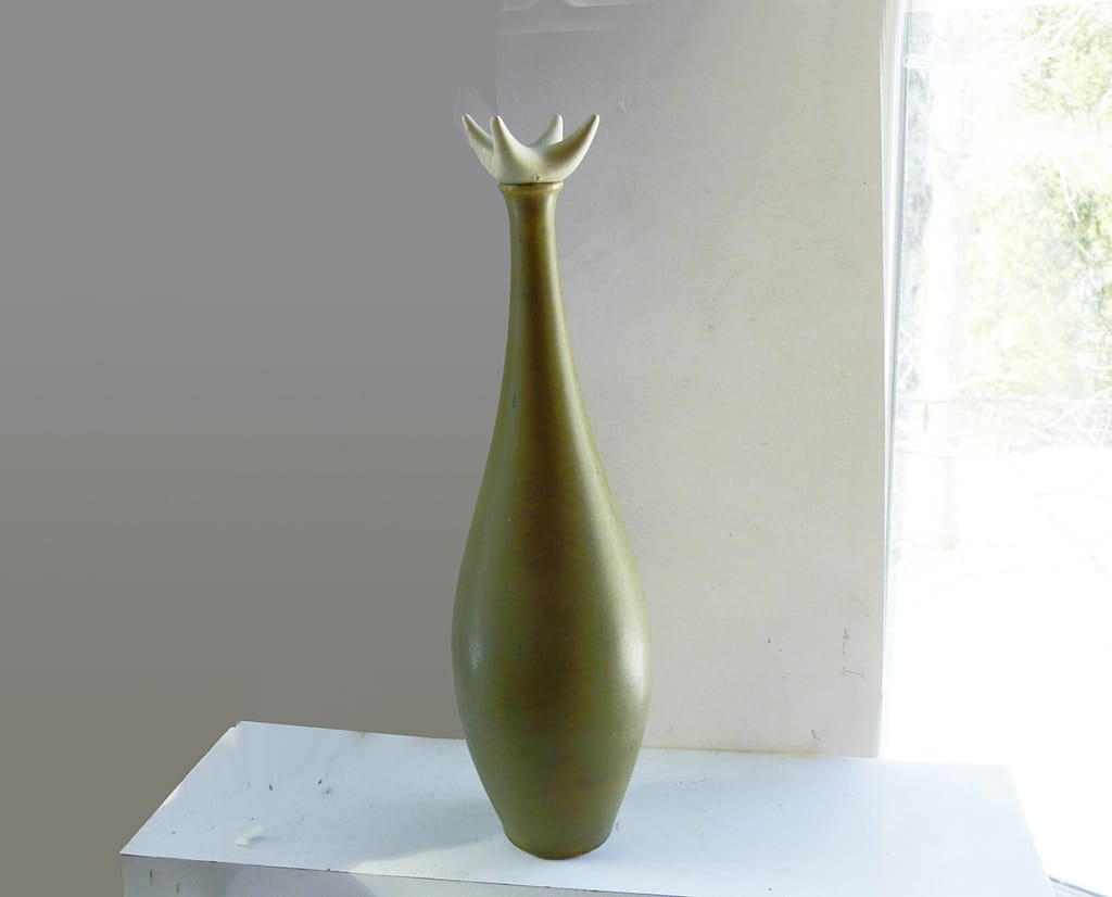 Moss Green Wine decanter with Crown by Weston Neil Andersen 1940s